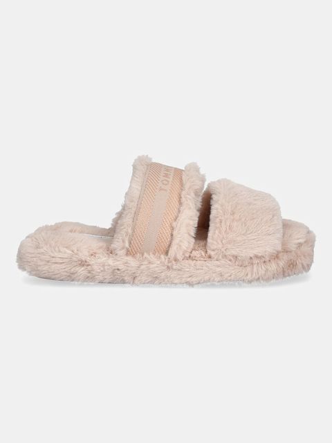 Tommy Hilfiger kapcie HILFIGER FUR SLIPPER kolor pomarańczowy FW0FW08854 - zdjęcie produktu nr 2