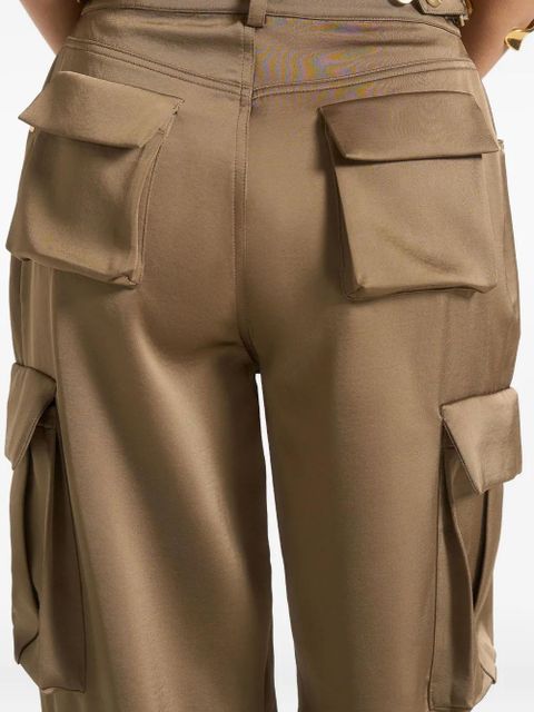 Manière De Voir Emilie high-waisted satin cargo trousers - Green