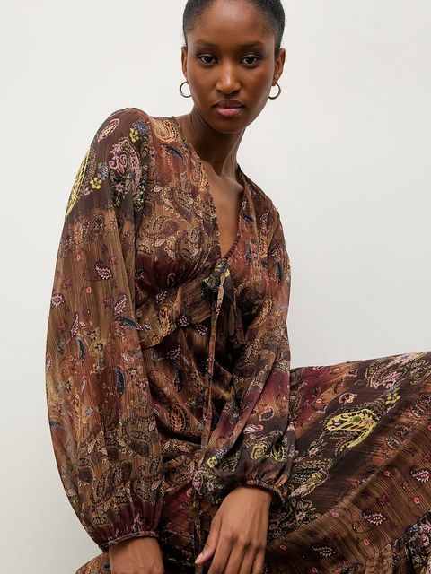 Answear.LAB sukienka kolor brązowy maxi rozkloszowana