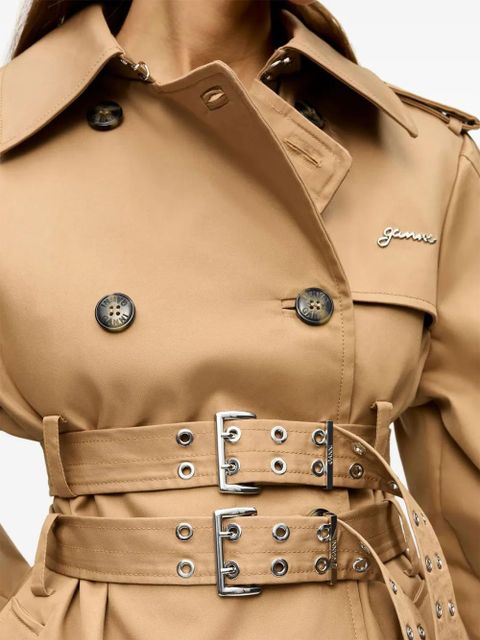 GANNI belted trench coat - Brown