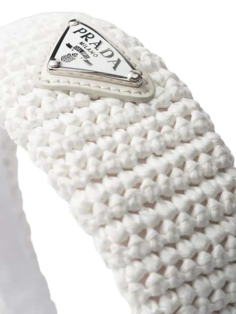 Prada logo-plaque crochet headband - White - zdjęcie produktu nr 2