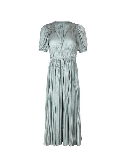 Ulla Johnson Audra puff-sleeve pleated midi dress - Green - zdjęcie produktu nr 1