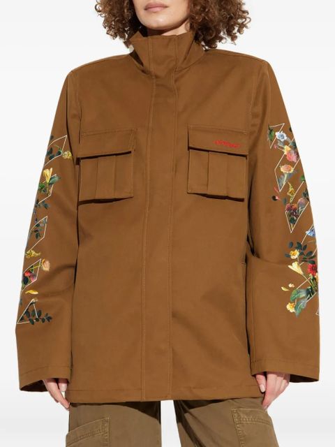 Off-White floral-arrow print utility jacket - Brown