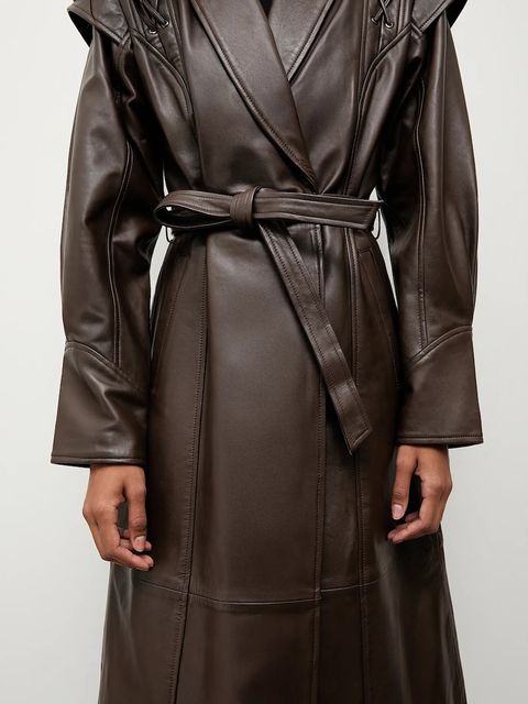 Answear.LAB płaszcz skórzany kolor brązowy
