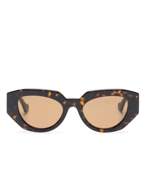 Gucci Eyewear tortoiseshell-effect geometric-frame glasses - Brown - zdjęcie produktu nr 1
