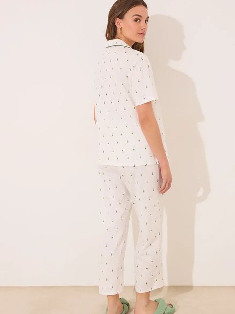 women'secret piżama bawełniana damska kolor biały bawełniana 3599200