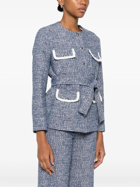 Maje button-front tweed jacket - Blue