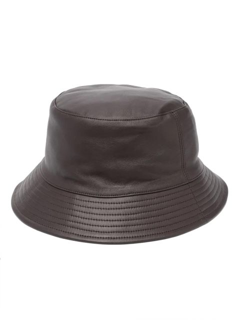 Yves Salomon tonal-stitching leather bucket hat - Brown - zdjęcie produktu nr 1