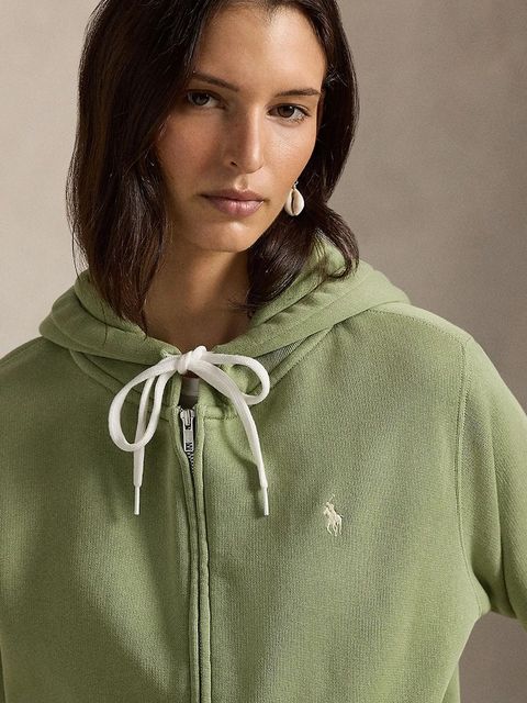 Polo Ralph Lauren bluza damska kolor zielony z kapturem gładka 211971699