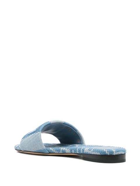 FENDI logo-embroidered slides - Blue