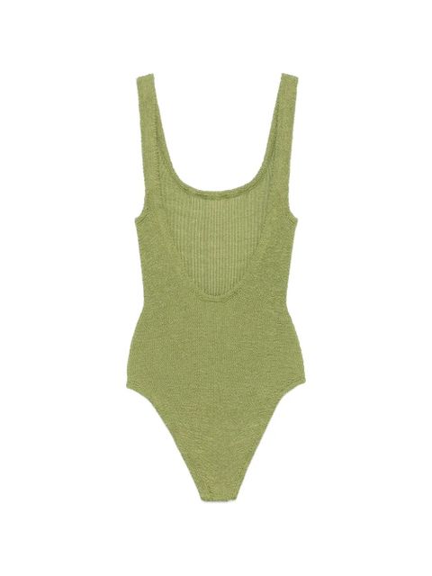 Hunza G crinkle-effect square-neck swimsuit - Green