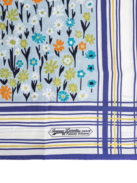 Lanvin floral-print striped scarf - Blue