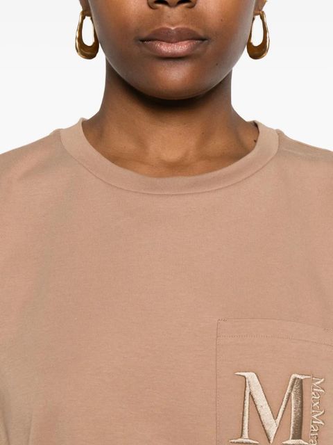 Max Mara logo-embroidered pocket T-shirt - Neutrals