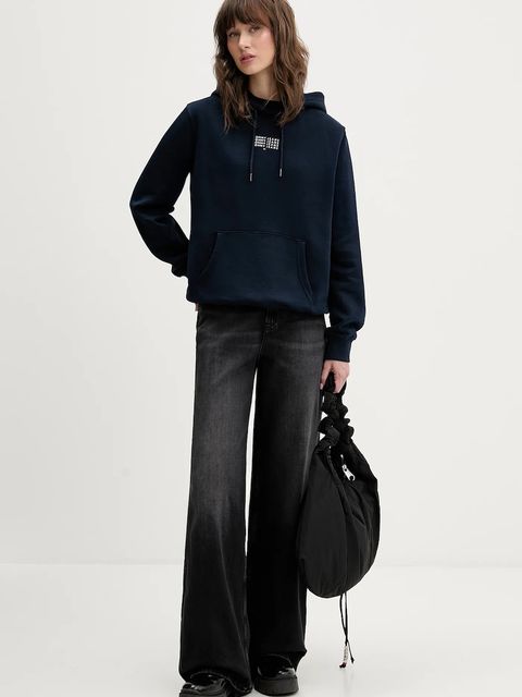 Tommy Jeans bluza damska kolor granatowy z kapturem z nadrukiem DW0DW22080