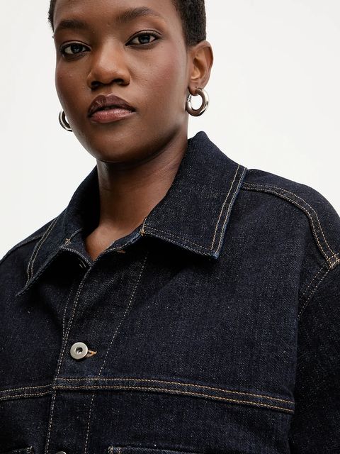 Liviana Conti kurtka jeansowa kolor granatowy przejściowa F5WY75