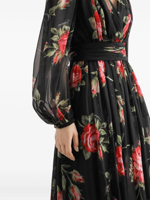 Dolce & Gabbana floral long-sleeve maxi dress - Black
