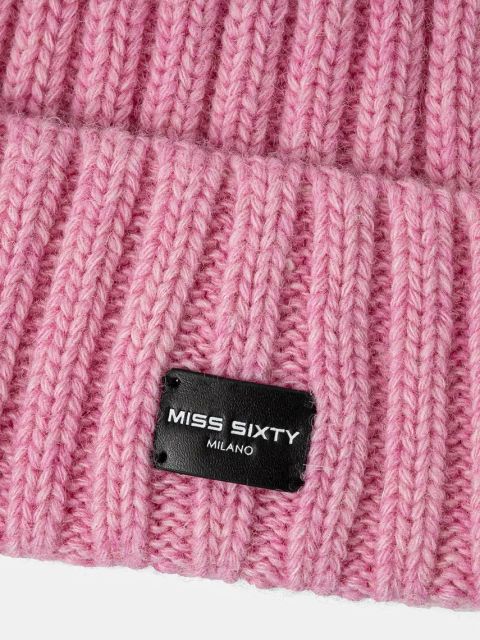 Miss Sixty czapka wełniana kolor różowy z grubej dzianiny wełniana 6L4HJ8720000