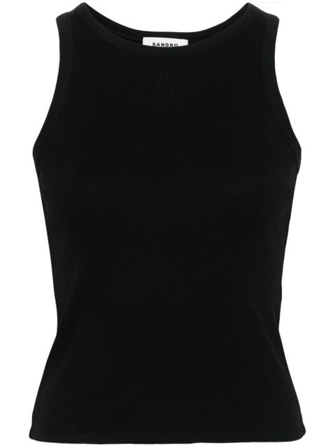 SANDRO logo-embroidered ribbed tank top - Black - zdjęcie produktu nr 1