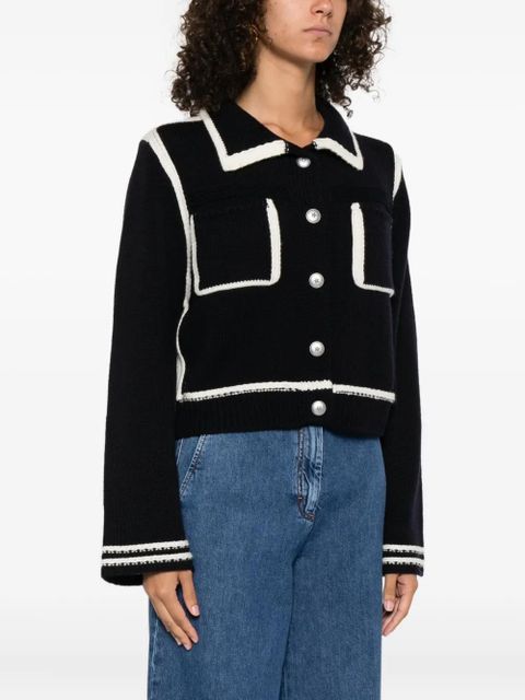 PINKO ribbed-knit wool cardigan - Blue