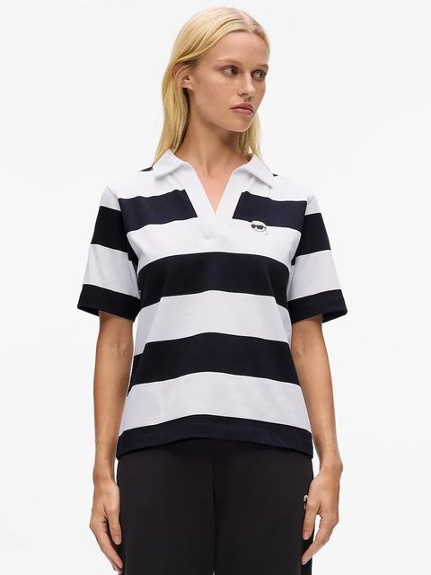 Karl Lagerfeld polo bawełniane IKON damski kolor czarny A4W17099 - zdjęcie produktu nr 1