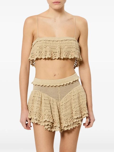 ISABEL MARANT Oraviel beaded-details crochet cotton tank top - Neutrals