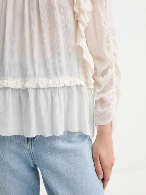 MUNTHE bluzka CRISP damska kolor beżowy gładka 252100225231