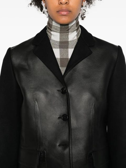 Marni leather-paneled wool jacket - Black