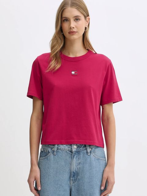 Tommy Jeans t-shirt bawełniany damski kolor bordowy DW0DW22202 - zdjęcie produktu nr 1