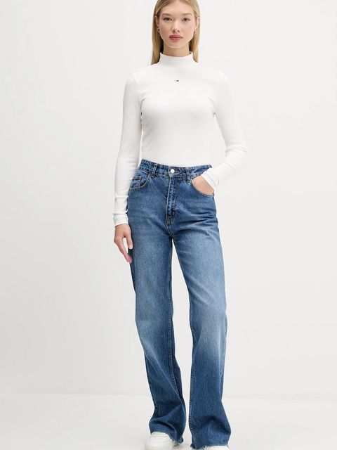 Tommy Jeans longsleeve damski kolor biały z półgolfem DW0DW19830