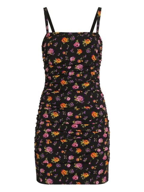 Dolce & Gabbana floral ruched mini dress - Black - zdjęcie produktu nr 1