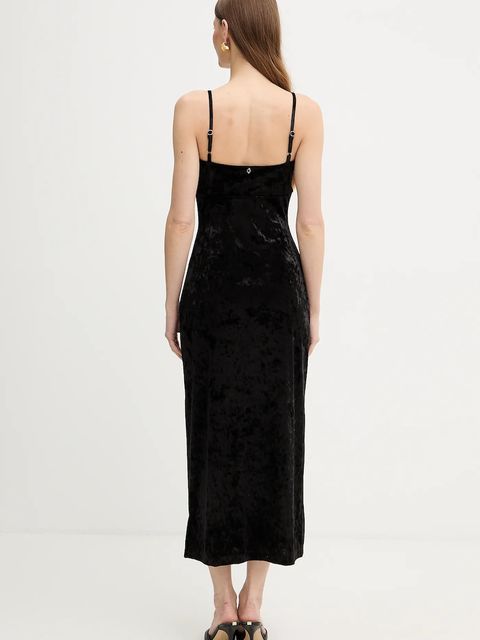 Guess sukienka welurowa kolor czarny maxi prosta W6PK1L KJ170 - zdjęcie produktu nr 2