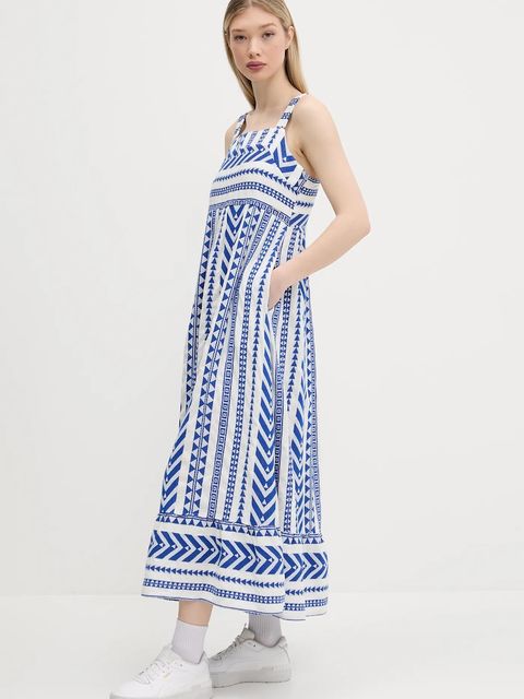 Superdry sukienka kolor niebieski maxi rozkloszowana W8011872A-F1W - zdjęcie produktu nr 2