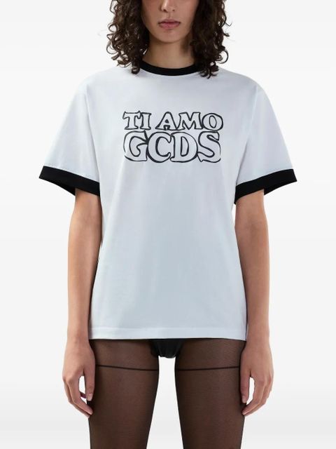 GCDS graphic-print ringer T-shirt - White
