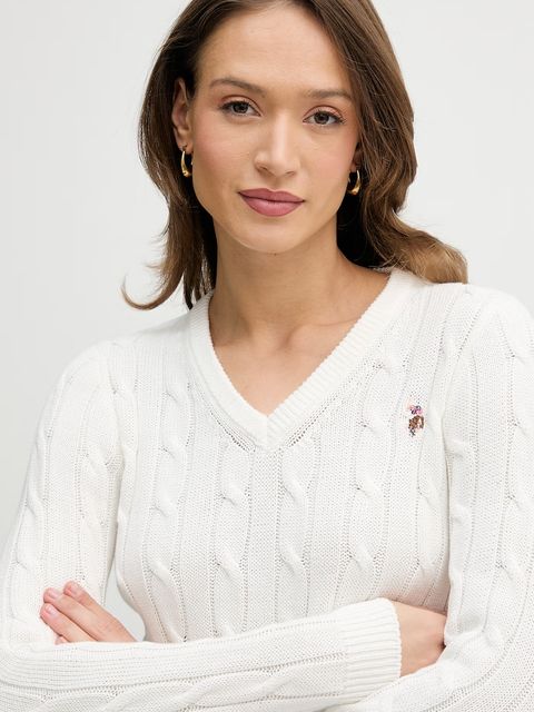U.S. Polo Assn. sweter bawełniany V-NECK CABLE