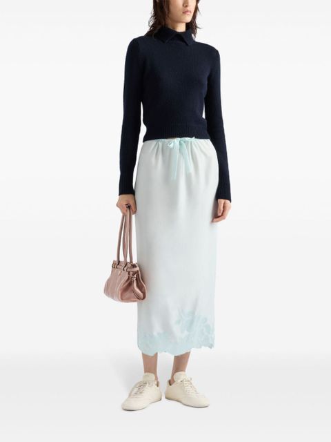 Prada embroidered habutai silk midi skirt - Green - zdjęcie produktu nr 2