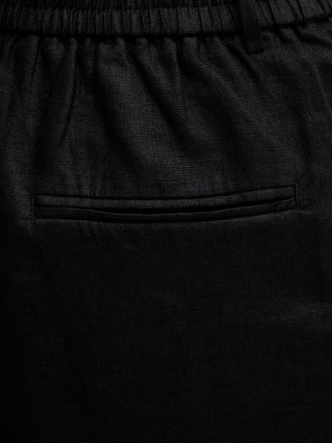 United Colors of Benetton szorty lniane kolor czarny gładkie high waist 4AGHD901V