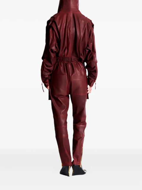 Balmain lambskin leather cargo straight trousers - Red