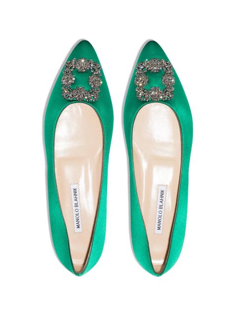 Manolo Blahnik Hangisi appliqué flat pumps - Green