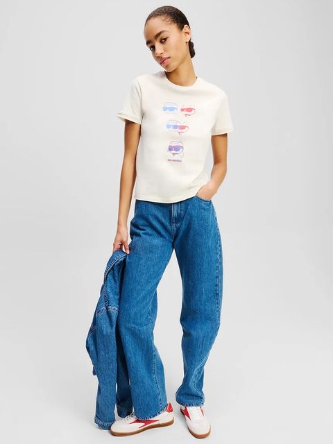 Karl Lagerfeld t-shirt bawełniany IKON damski kolor beżowy A2W17112 - zdjęcie produktu nr 2