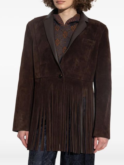 ETRO fringe-detail suede jacket - Brown