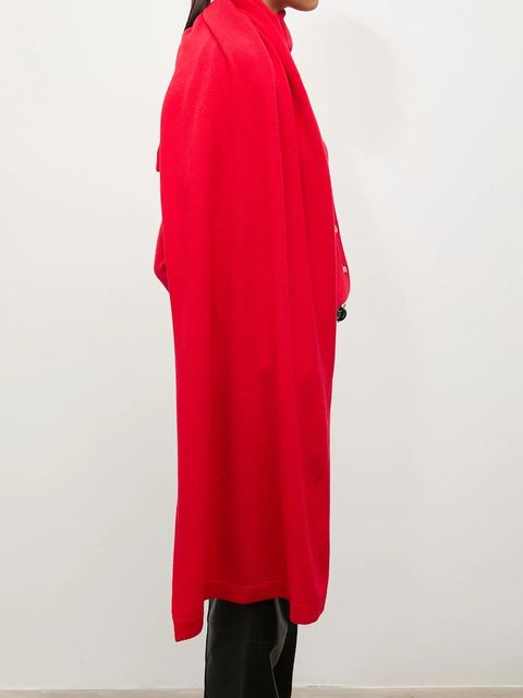 Answear.LAB kardigan z wełny merino z szalem damski kolor czerwony lekki