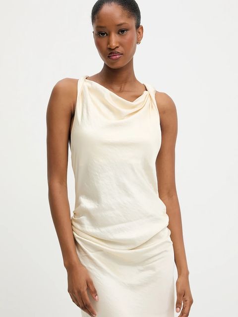 Answear.LAB sukienka kolor żółty maxi rozkloszowana