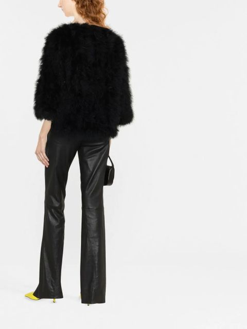 Yves Salomon single-breasted feather jacket - Black