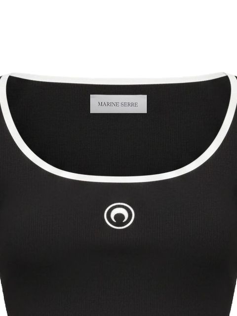 Marine Serre logo-embroidery jersey top - Black - zdjęcie produktu nr 2