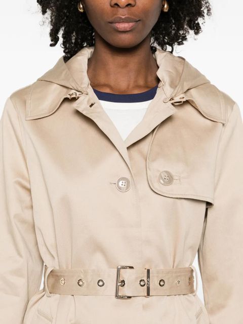 Maje belted hooded raincoat - Neutrals