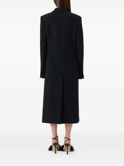 Blumarine double-breasted floral-embroidered coat - Black