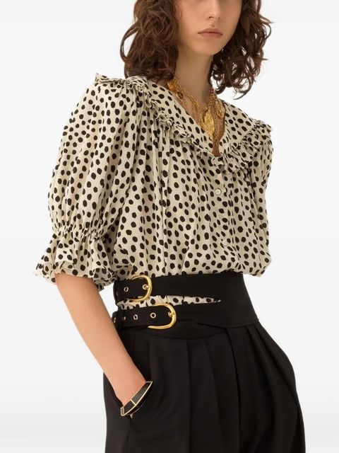 Chloé ruffled polka-dot top - Neutrals