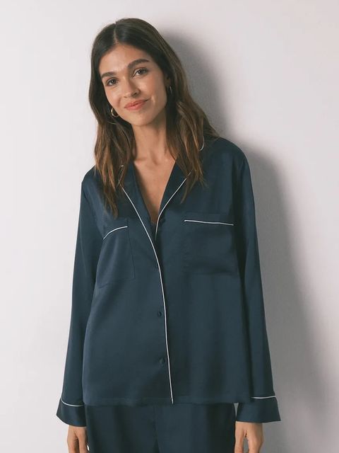 women'secret piżama damska kolor granatowy satynowa 2542471