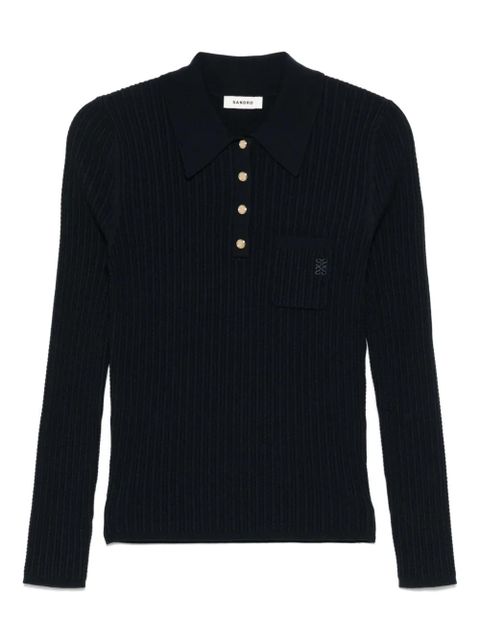 SANDRO knitted polo shirt - Blue - zdjęcie produktu nr 1