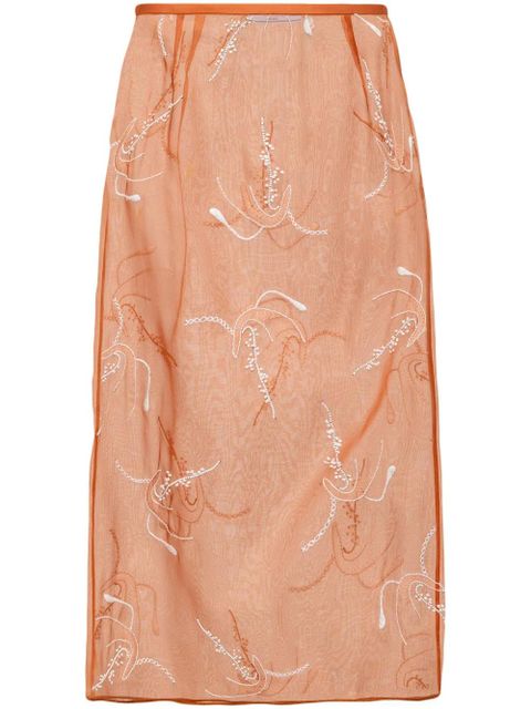 Prada embroidered organza midi skirt - Orange - zdjęcie produktu nr 1